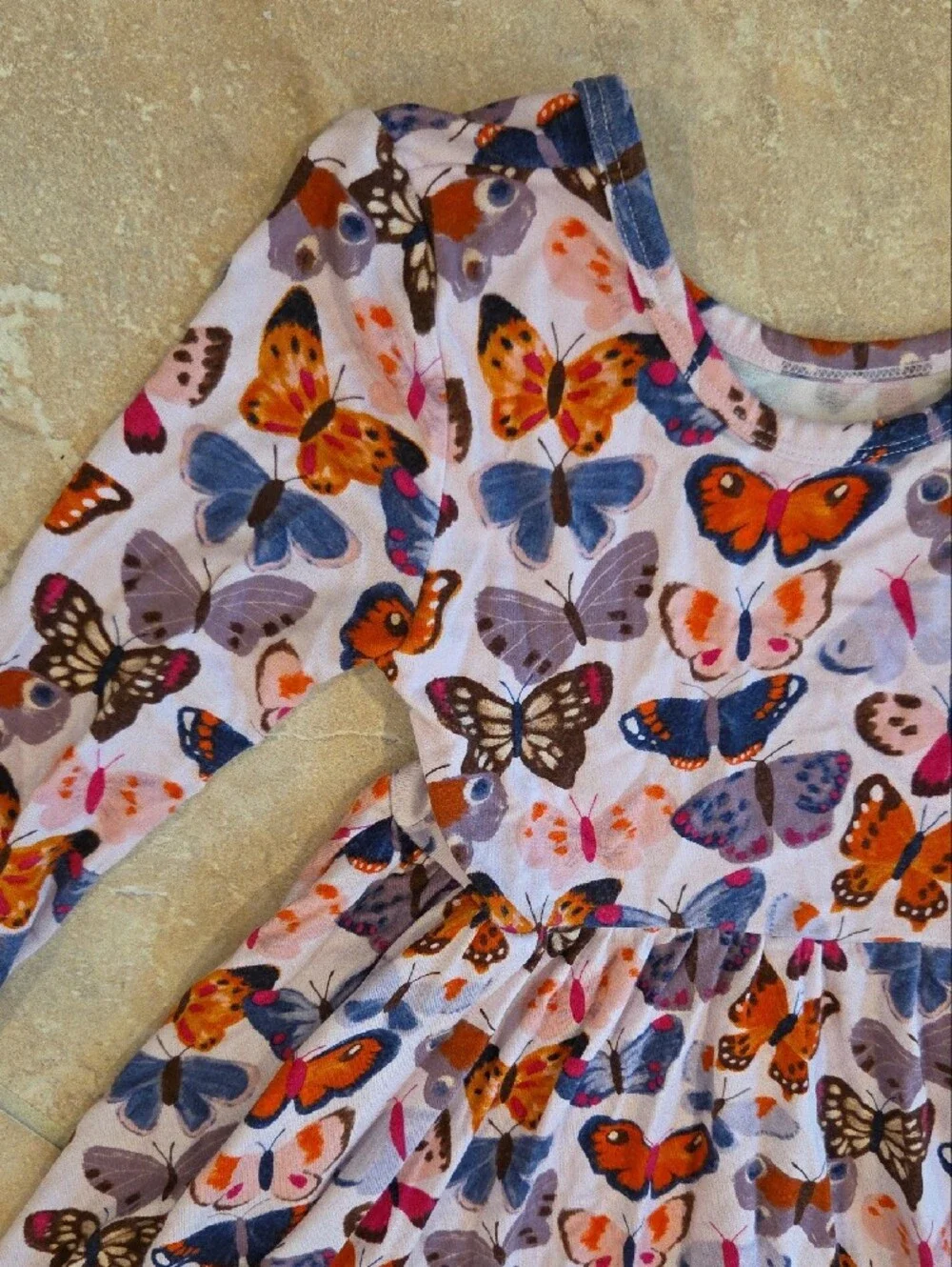 Purple Long-Sleeve Butterfly Print Twirl Dress
